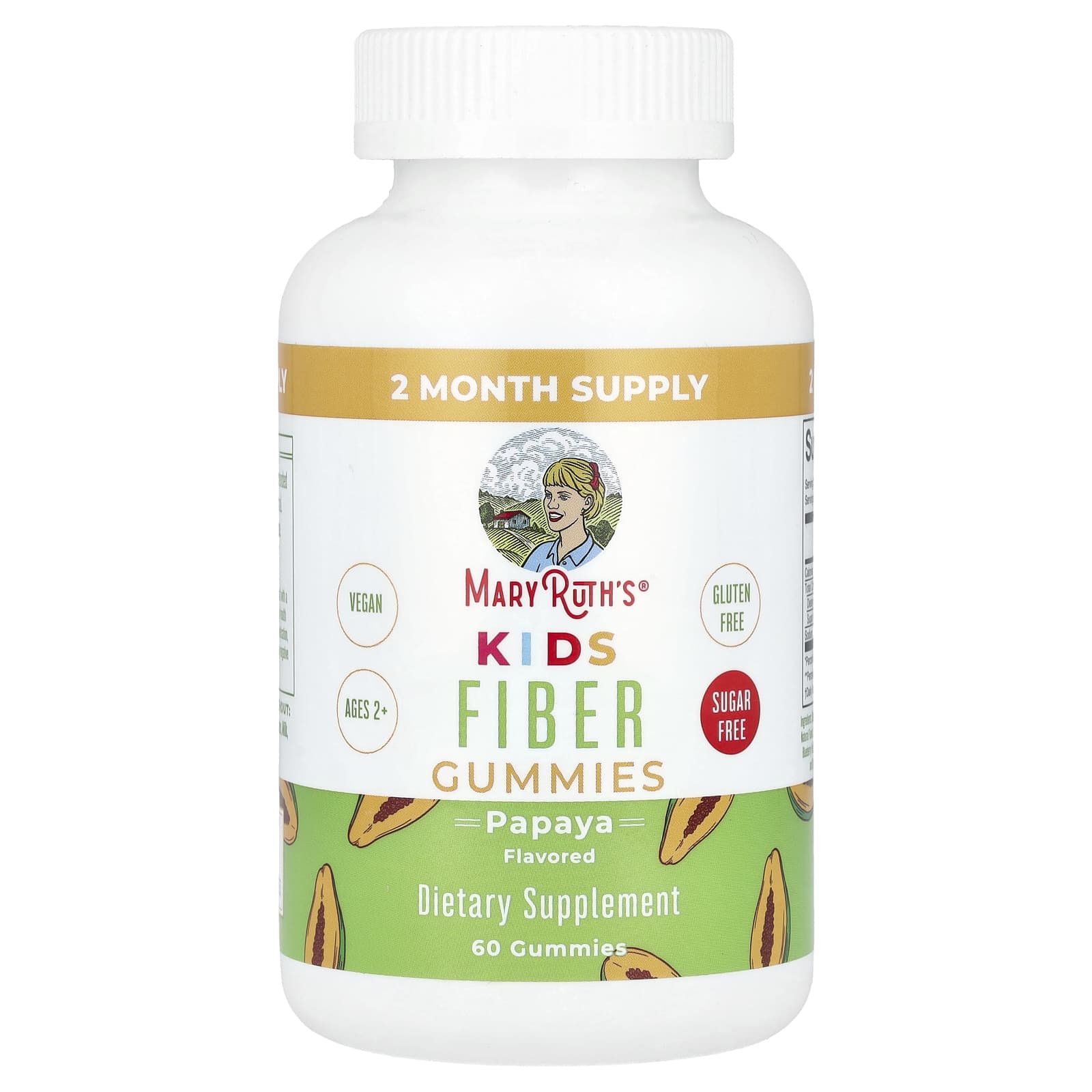 MaryRuth's, Kids, Fiber Gummies, Ages 2+, Papaya, 60 Gummies - Image 1
