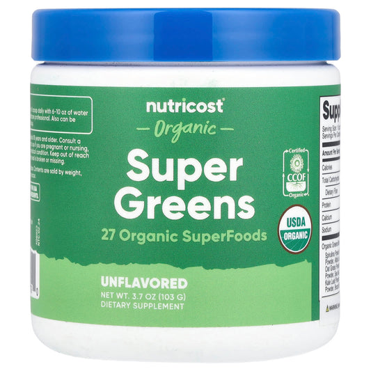 Nutricost, Organic Super Greens, Unflavored, 3.7 oz (103 g) - Image 1