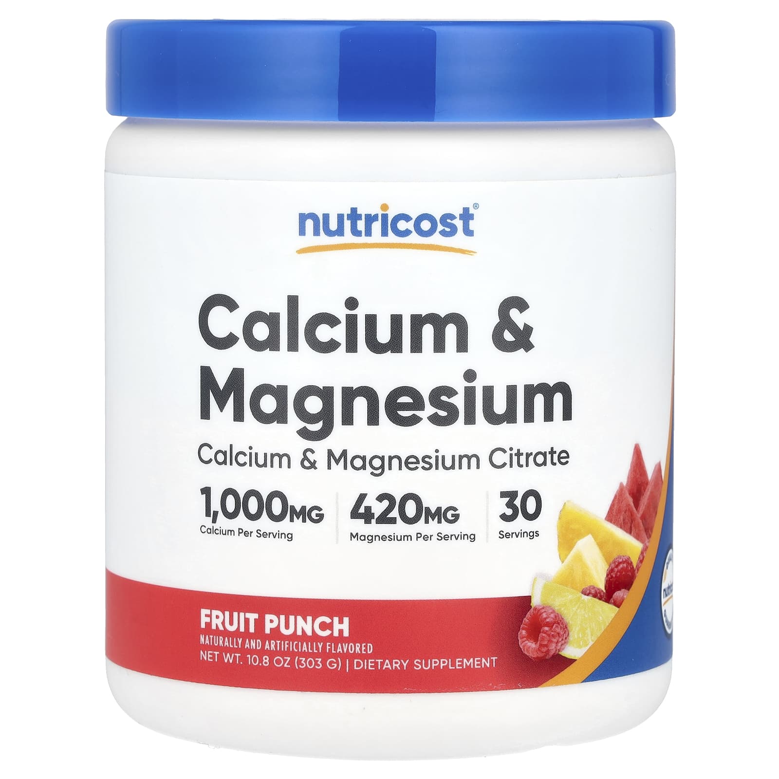 Nutricost, Calcium & Magnesium, Fruit Punch , 10.8 oz (303 g) - Image 1