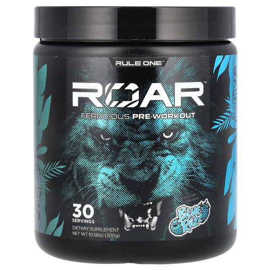 Rule One Proteins, Roar, Ferocious Pre-Workout, Blue Razz, 10.58 oz (300 g) - Image 1