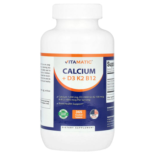Vitamatic, Calcium + D3, K2, B12, 365 Coated Tablets - Image 1