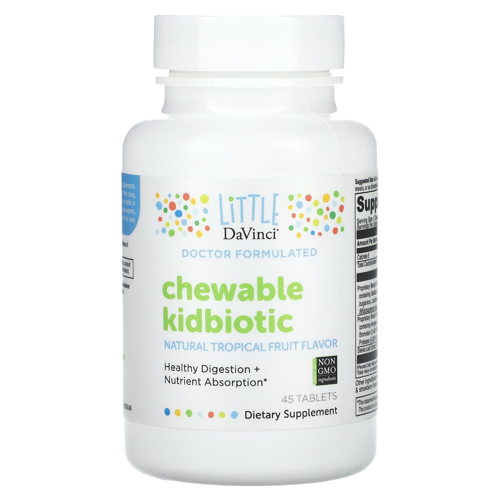 Little DaVinci, Chewable Kidbiotic, Tropical Fruit, 45 Tablets - Image 1
