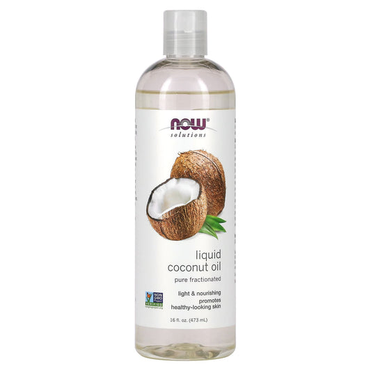 NOW Foods, Solutions, Liquid Coconut Oil, Pure Fractionated, 16 fl oz (473 ml) - Image 1