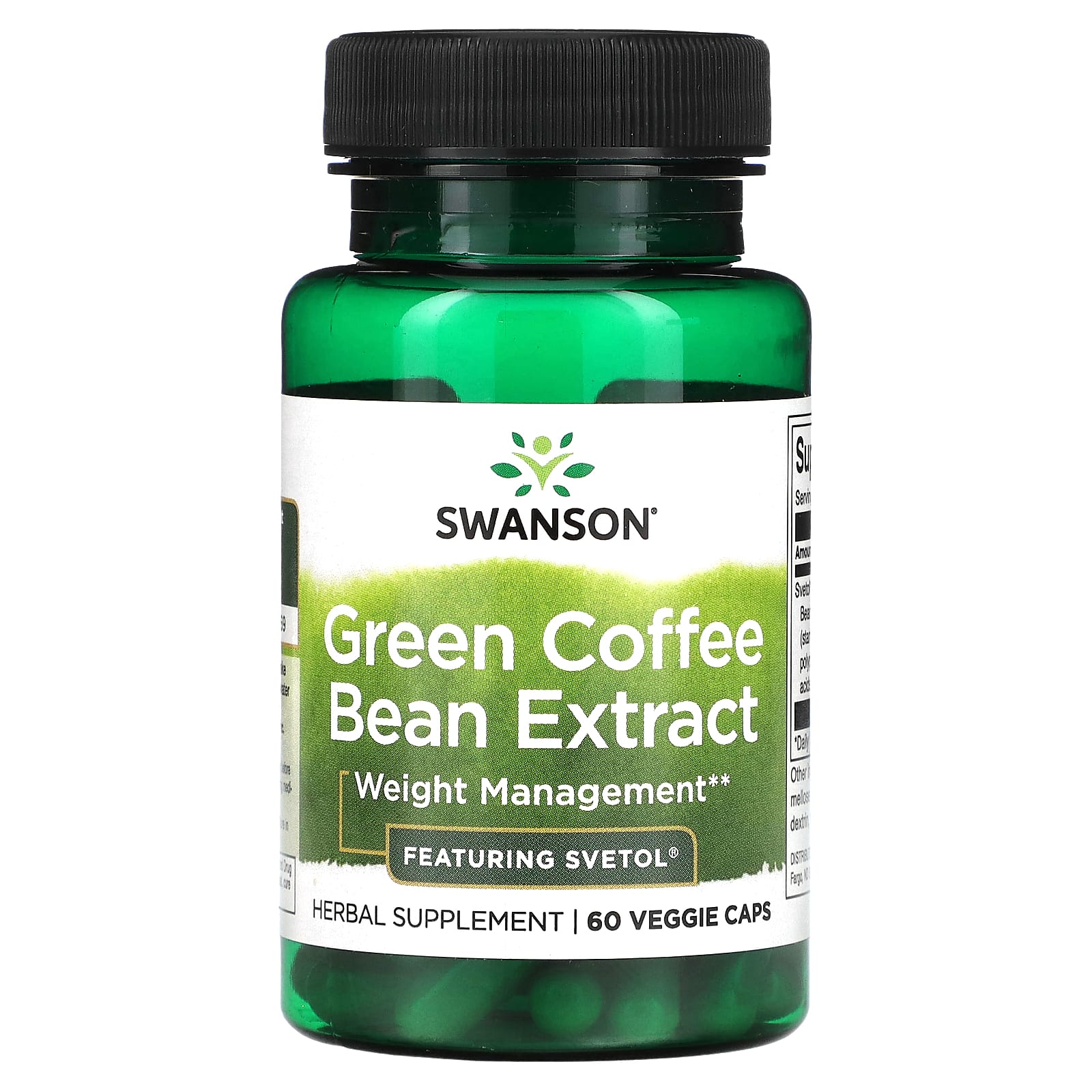 Swanson, Green Coffee Bean Extract, 60 Veggie Caps (200 mg Per Cap) - Image 1