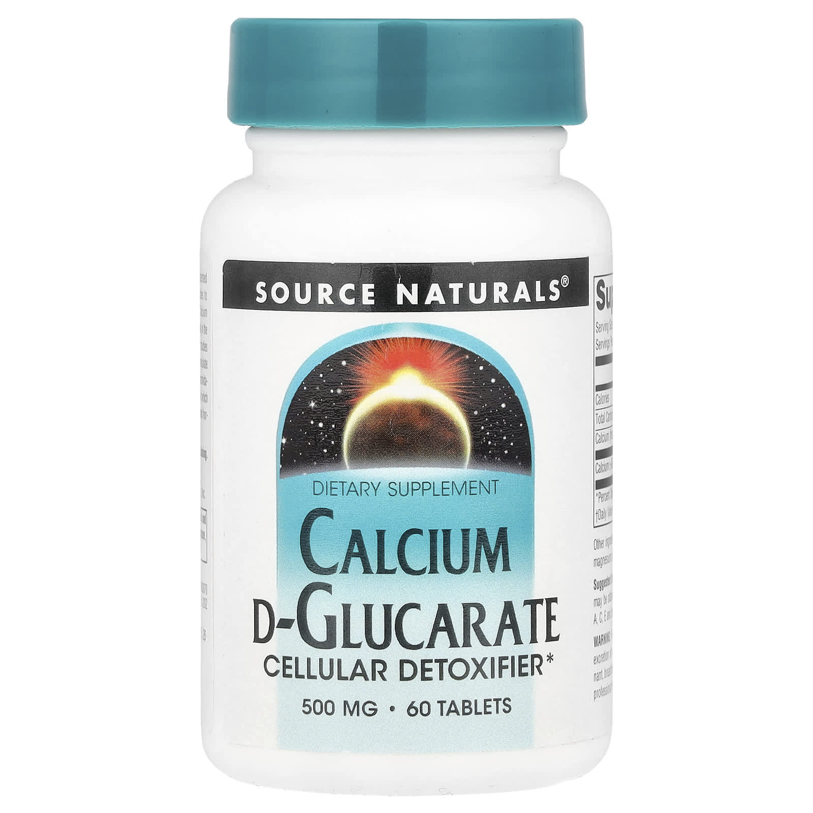 Source Naturals, Calcium D-Glucarate, 500 mg , 60 Tablets - Image 1