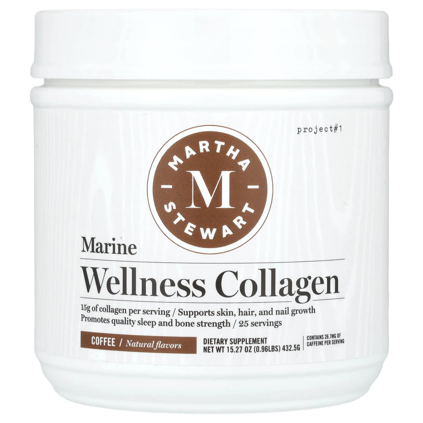 Martha Stewart Wellness, Marine Wellness Collagen, Coffee, 15.27 oz (432.5 g) - Image 1