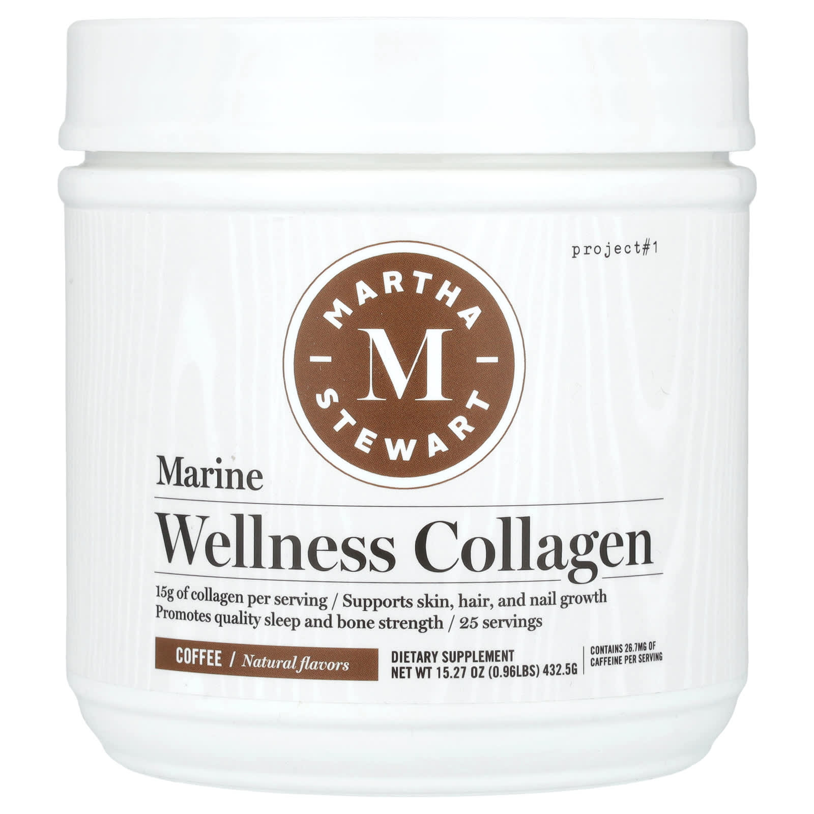 Martha Stewart Wellness, Marine Wellness Collagen, Coffee, 15.27 oz (432.5 g) - Image 1