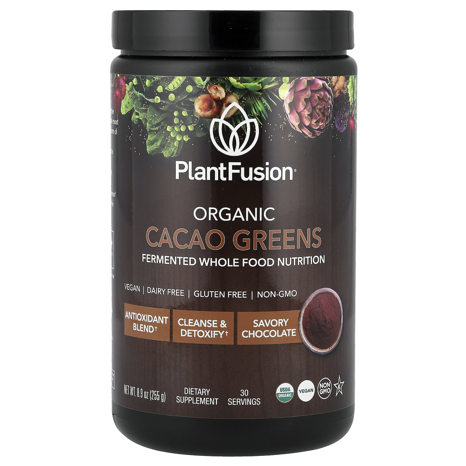 PlantFusion, Organic Cacao Greens, 8.9 oz (255 g) - Image 1