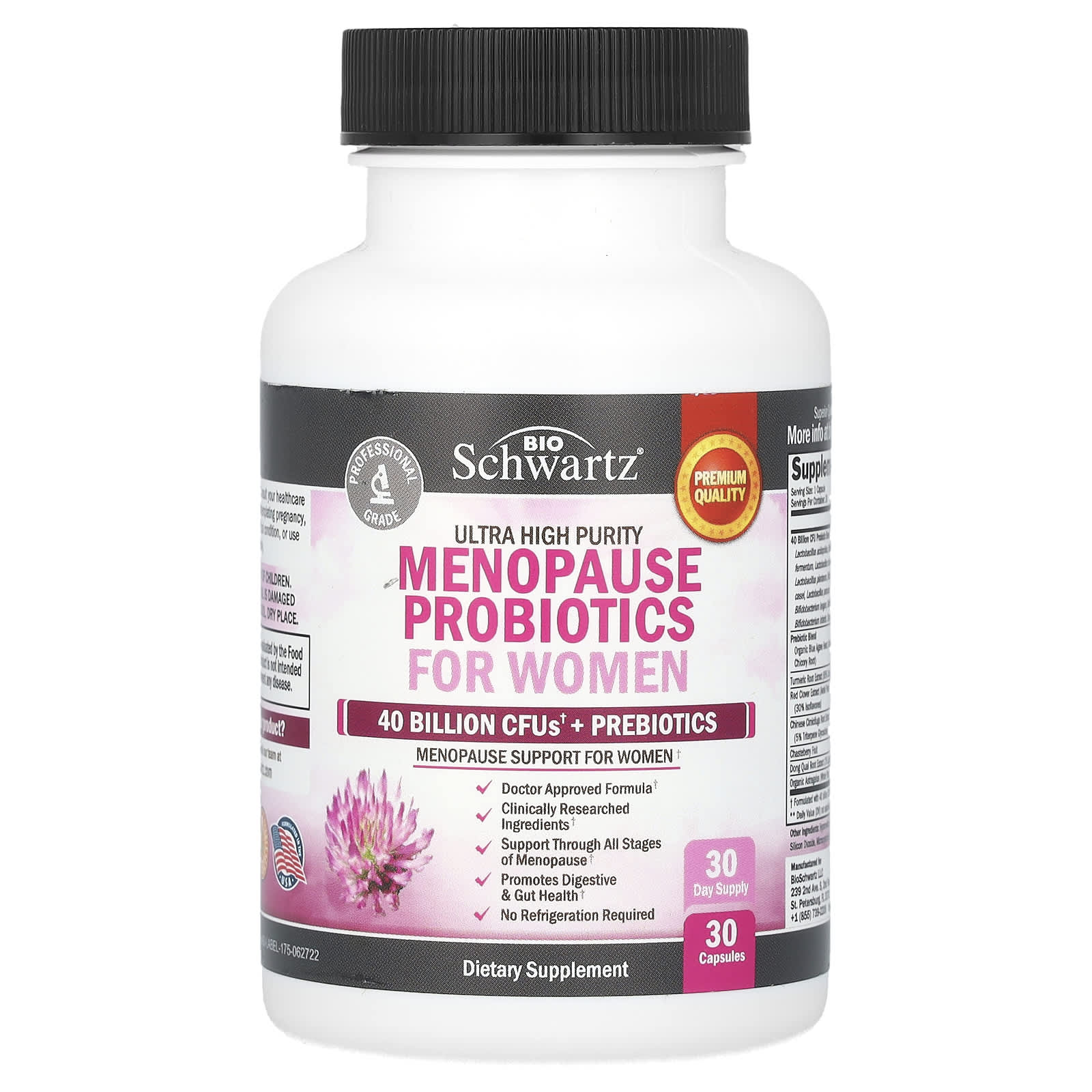 Menopause Probiotics for Women - BioSchwartz 30 Capsules - Image 1