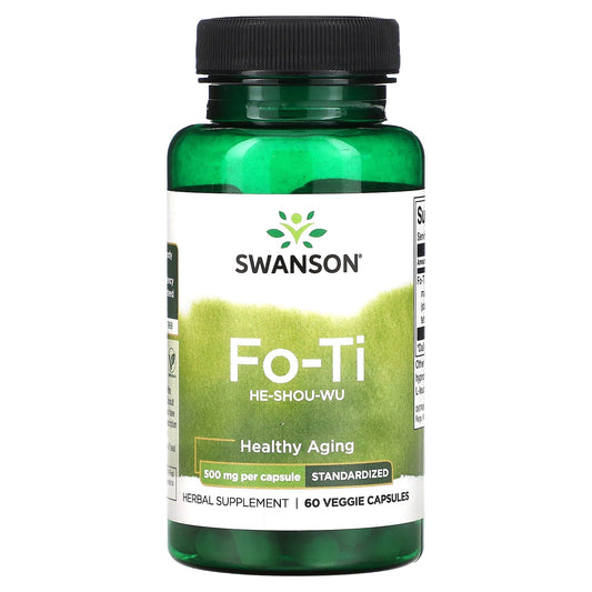 Swanson, Fo-Ti (He-Shou-Wu), 500 mg, 60 Veggie Capsules - Image 1