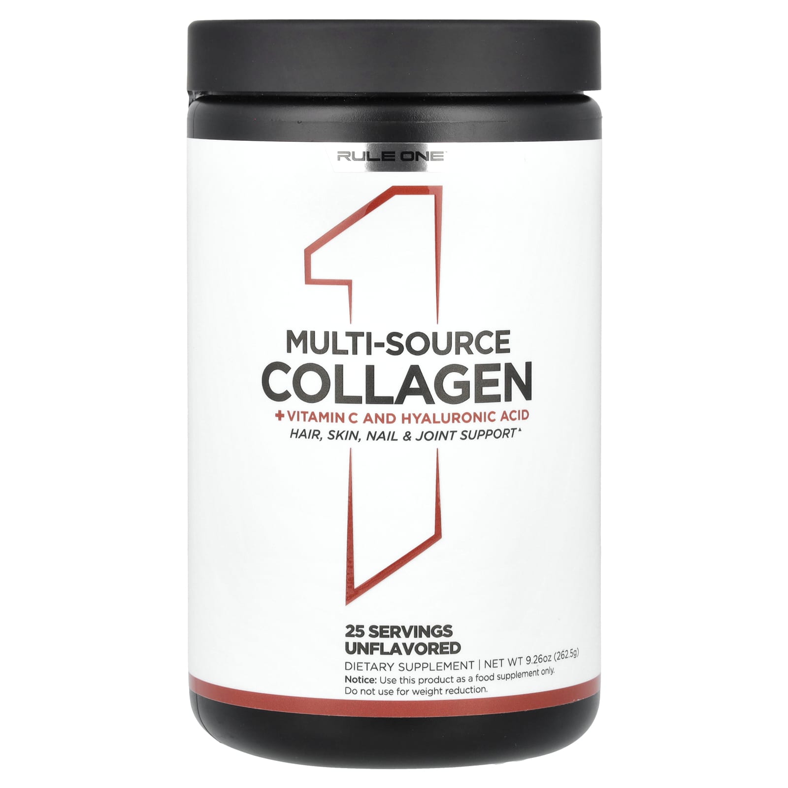 Rule One Proteins, Multi-Source Collagen + Vitamin C and Hyaluronic Acid, Unflavored, 9.26 oz (262.5 g) - Image 1