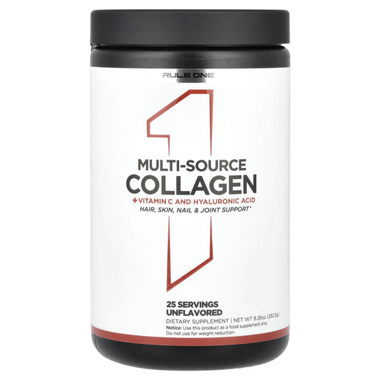 Rule One Proteins, Multi-Source Collagen + Vitamin C and Hyaluronic Acid, Unflavored, 9.26 oz (262.5 g) - Image 1