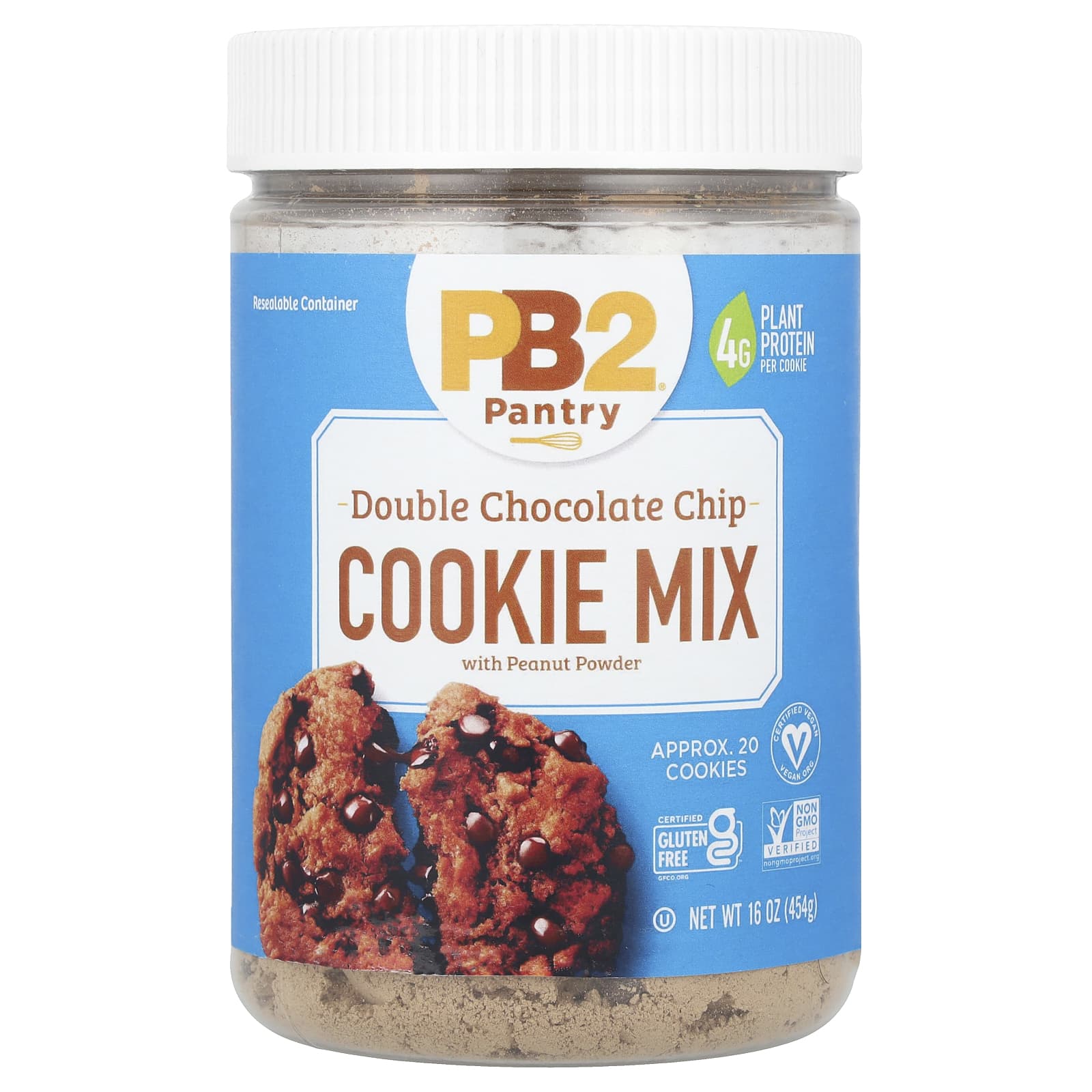 PB2 Foods, Double Chocolate Chip Cookie Mix with Peanut Powder, 16 oz (454 g) - Image 1