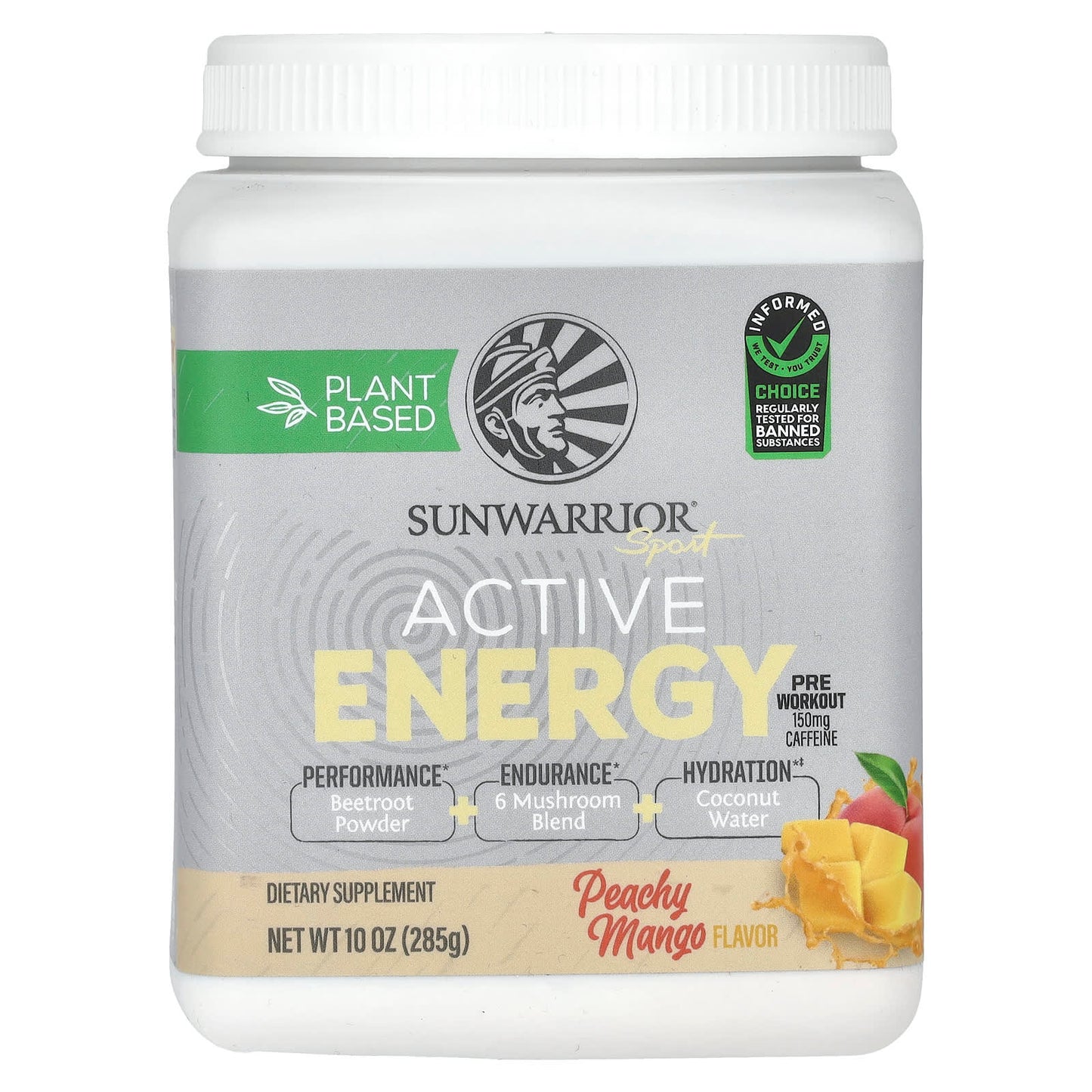 Sunwarrior, Sport, Active Energy Pre Workout, Peachy Mango, 10 oz (285 g) - Image 1