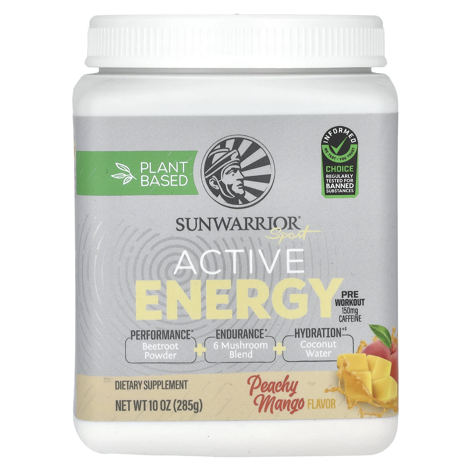 Sunwarrior, Sport, Active Energy Pre Workout, Peachy Mango, 10 oz (285 g) - Image 1