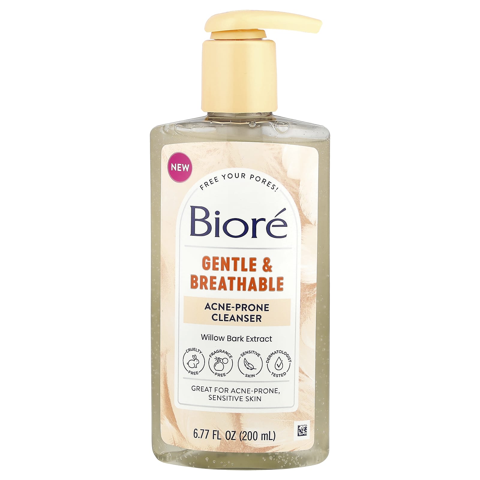 Biore Gentle Acne Prone Cleanser, Fragrance Free, 6.77 fl oz - Image 1