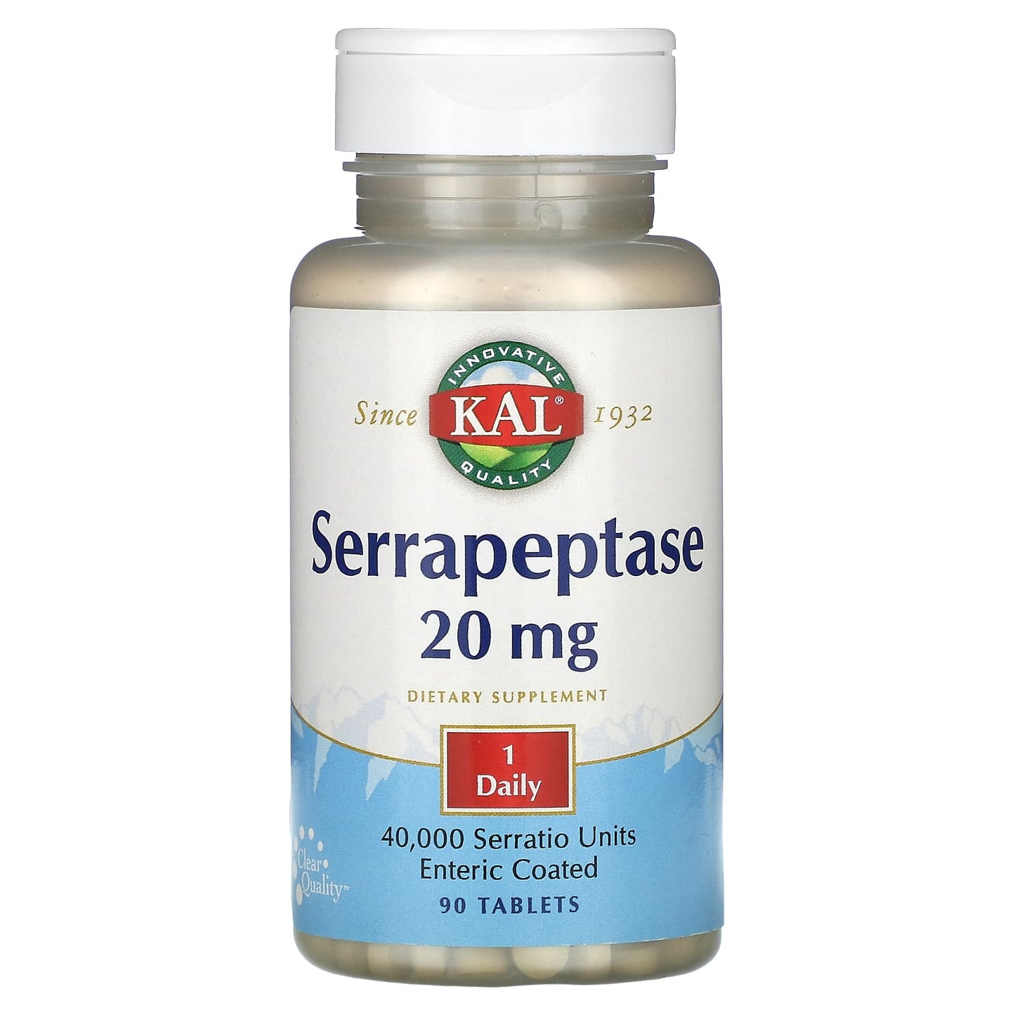 KAL, Serrapeptase, 20 mg, 90 Tablets - Image 1