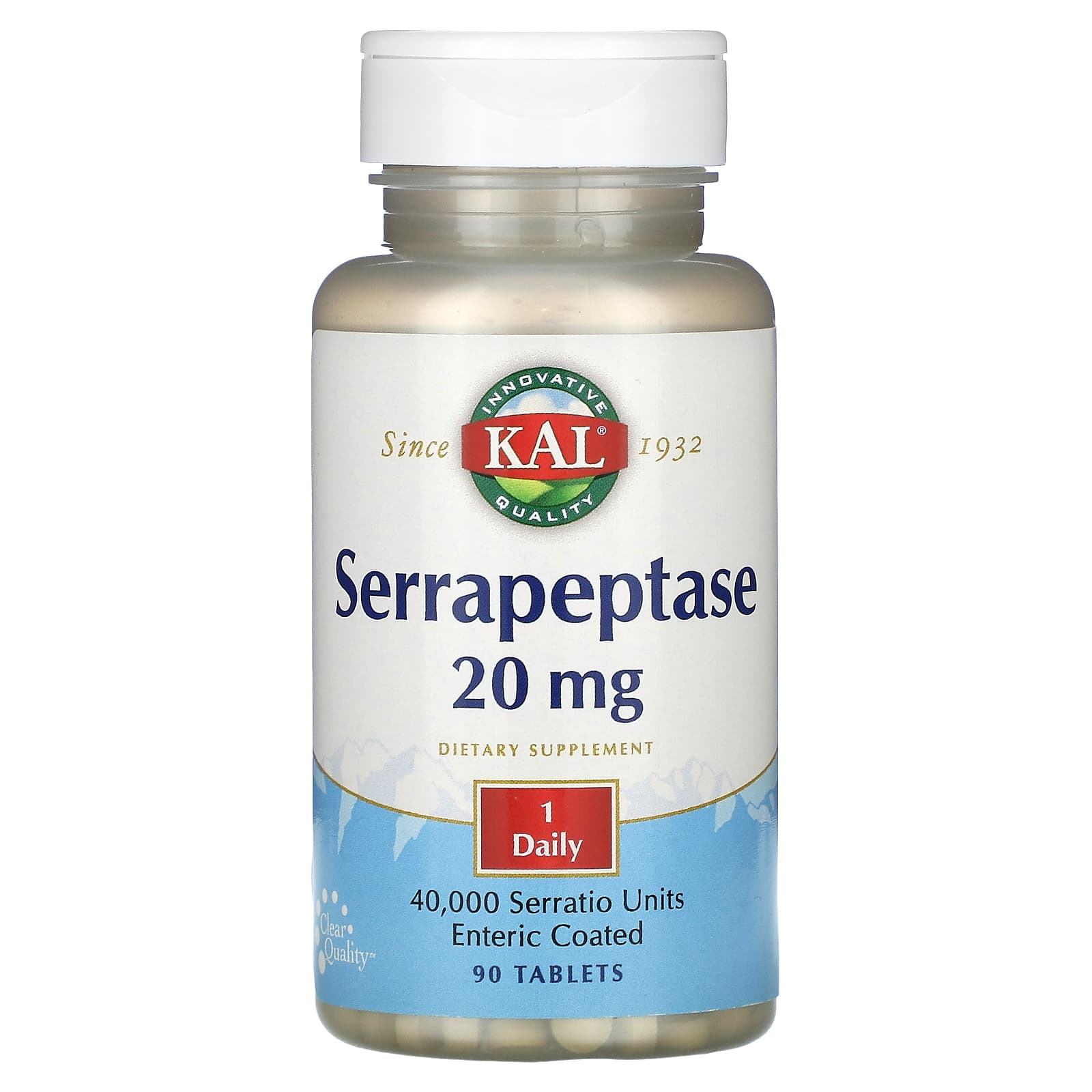 KAL, Serrapeptase, 20 mg, 90 Tablets - Image 1