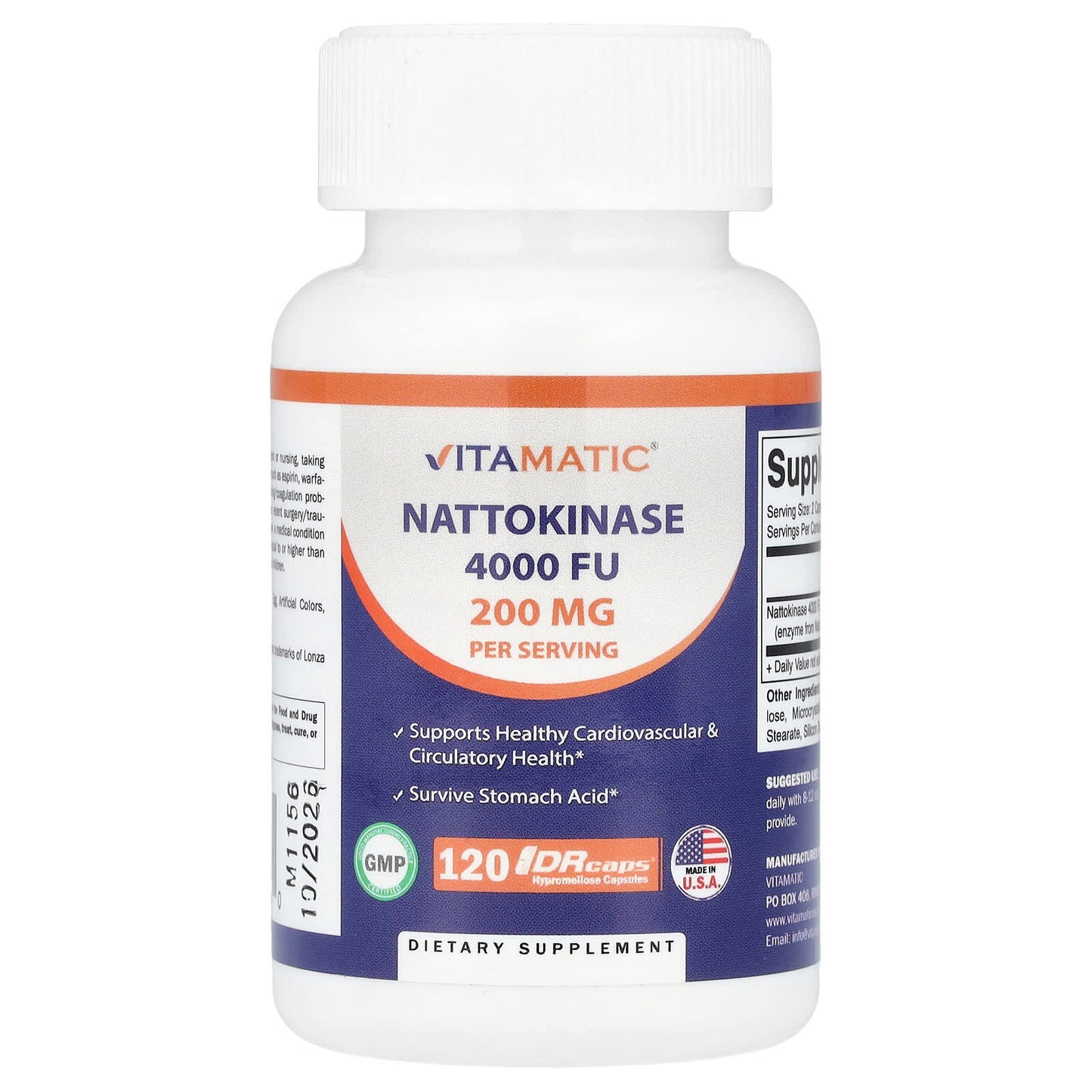 Vitamatic, Nattokinase, 120 DRcaps® Hypromellose Capsules (100 mg per Capsule) - Image 1