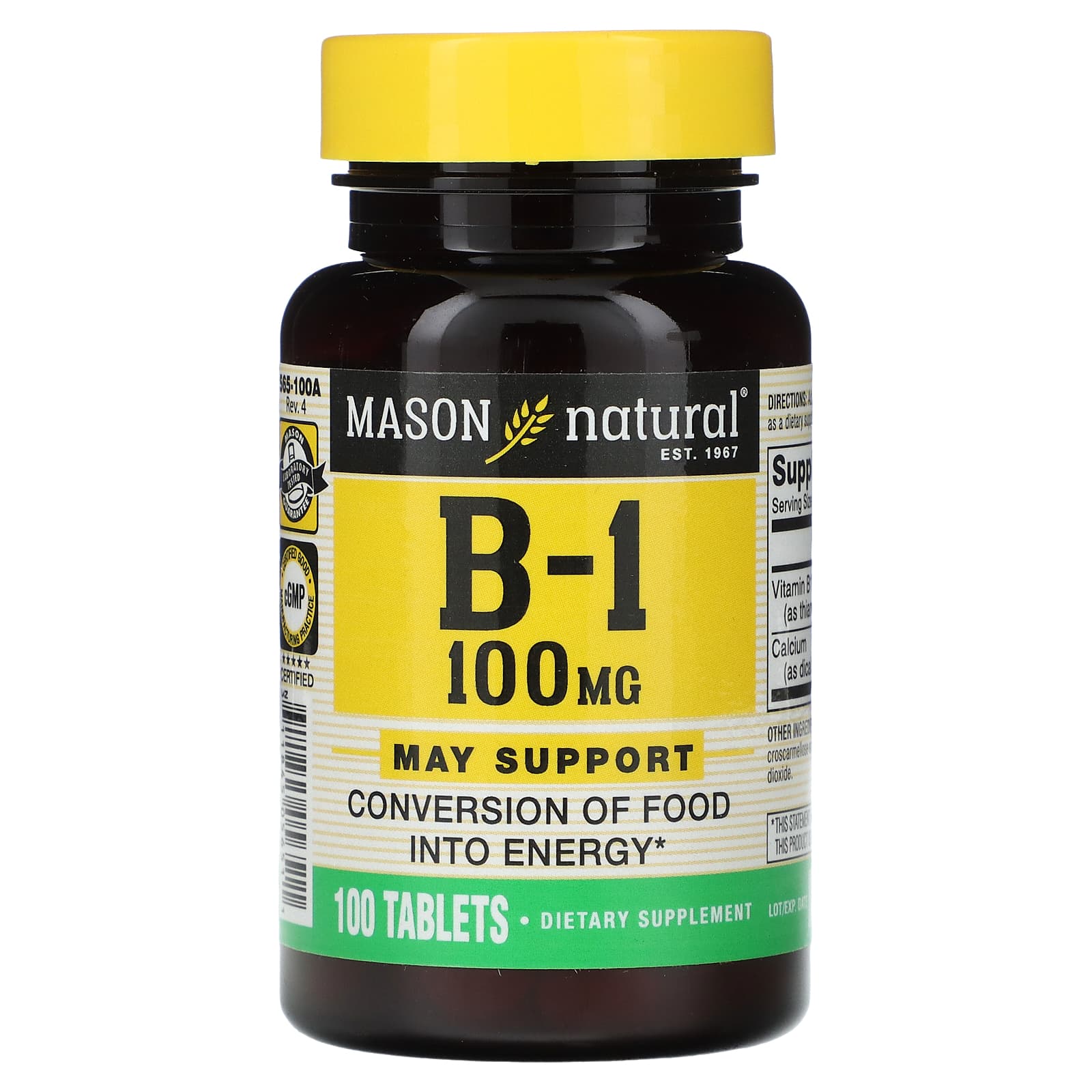 Mason Natural, B-1, 100 mg, 100 Tablets - Image 1