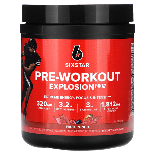 SIXSTAR, Pre-Workout Explosion 2.0, Fruit Punch, 9.52 oz (270 g) - Image 1