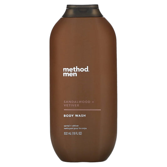 Method, Men, Body Wash, Sandalwood + Vetiver, 18 fl oz (532 ml) - Image 1