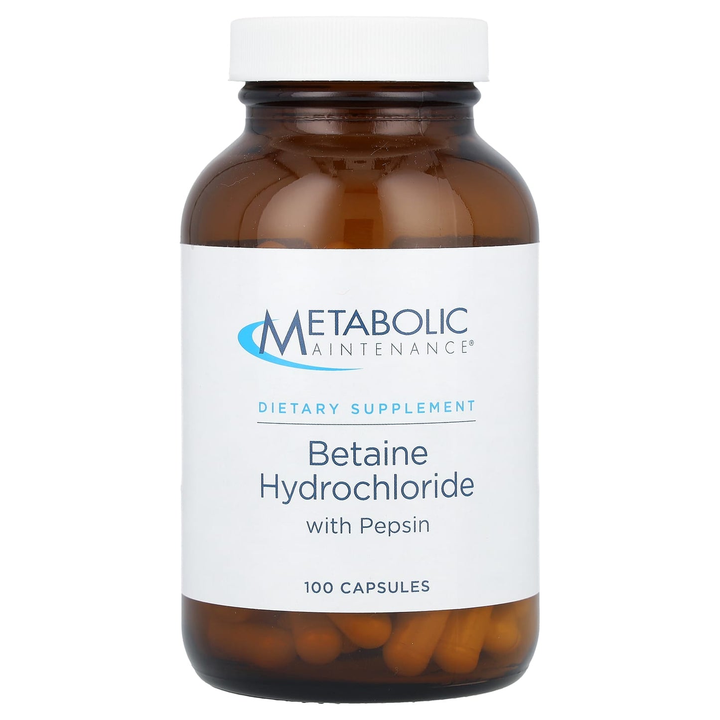 Metabolic Maintenance, Betaine Hydrochloride with Pepsin, 100 Capsules - Image 1