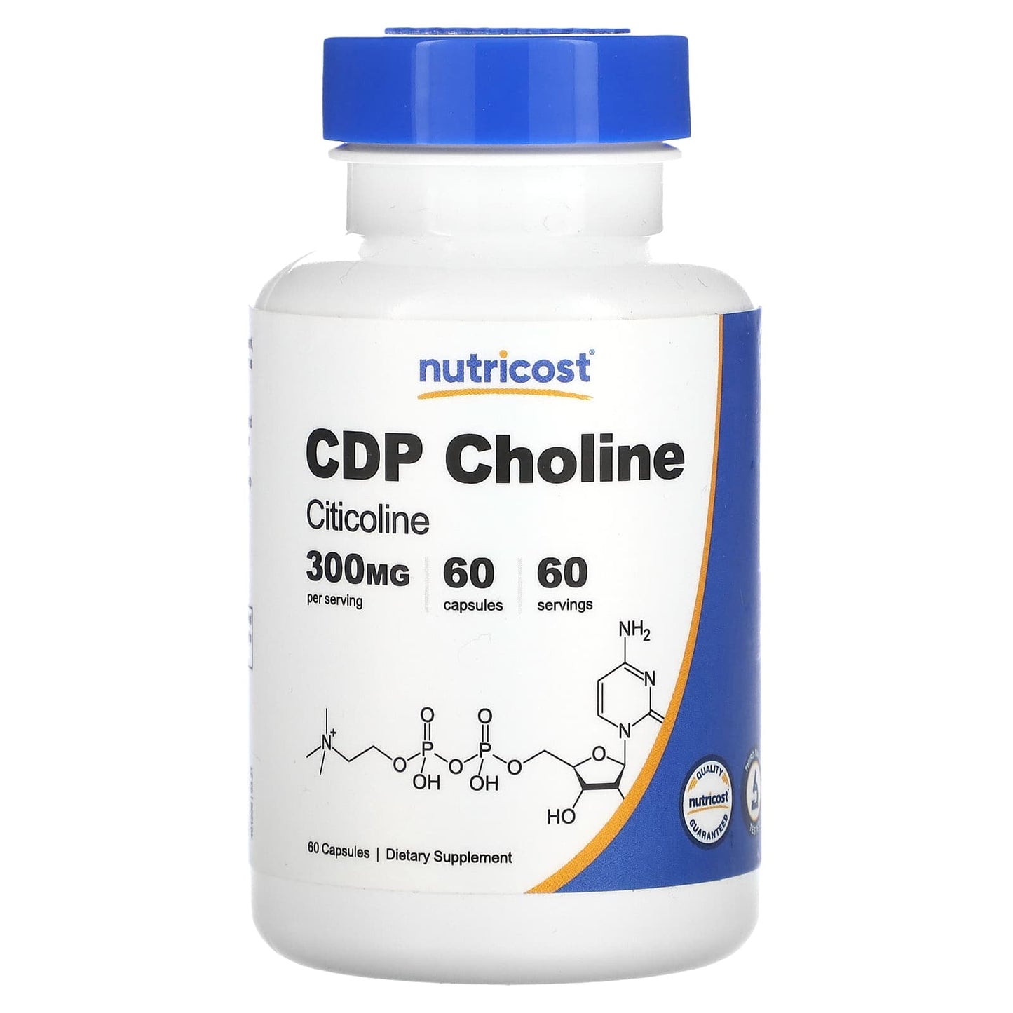 Nutricost, CDP Choline, Citicoline, 300 mg, 60 Capsules - Image 1