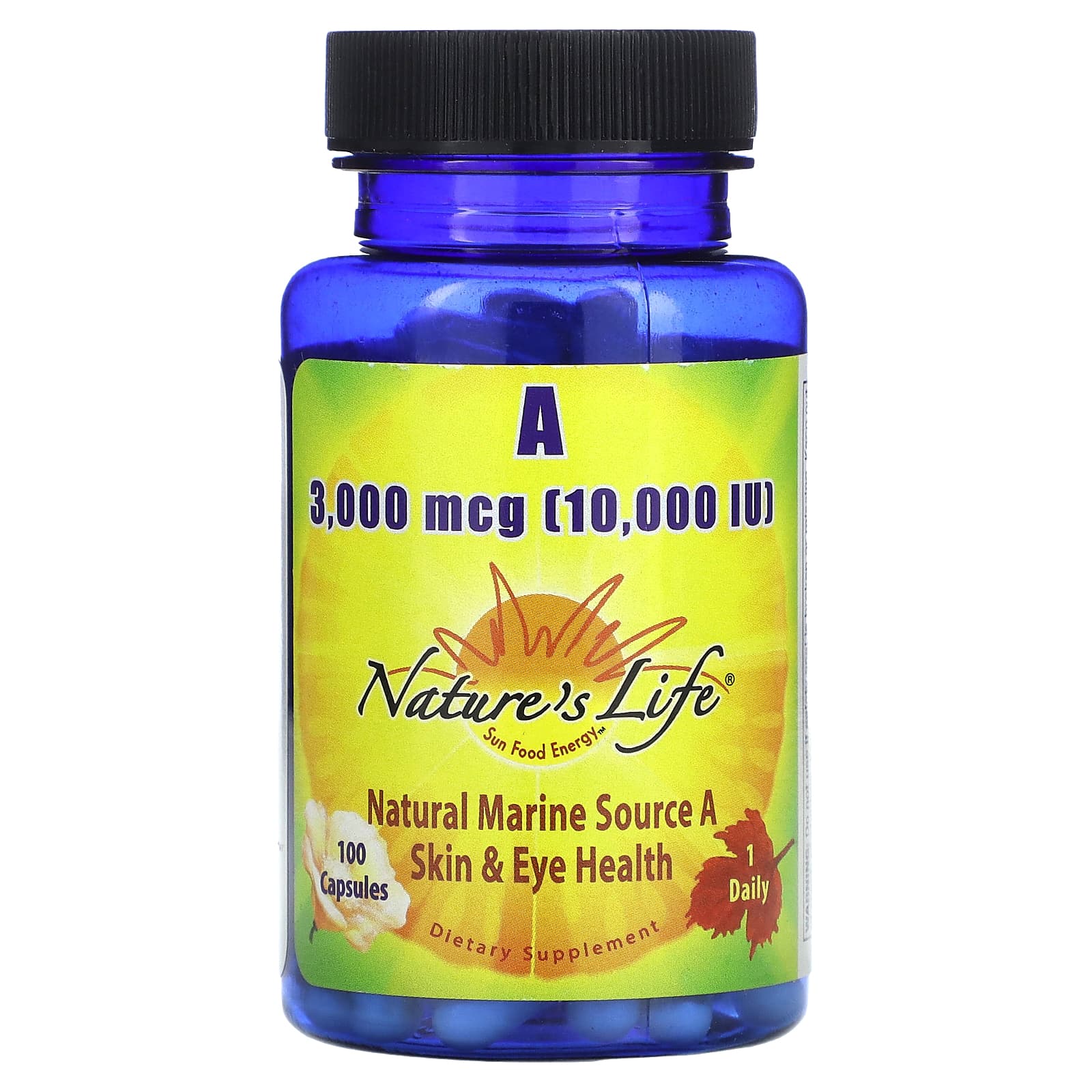 Nature's Life, Vitamin A, 3,000 mcg (10,000 IU), 100 Capsules - Image 1