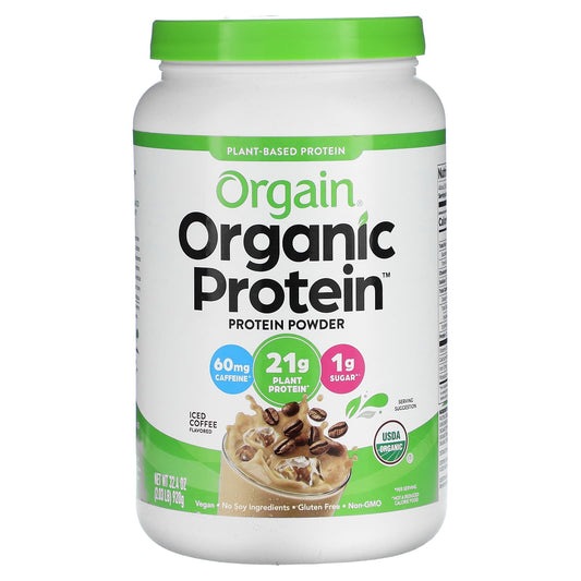 Orgain, Organic Protein Powder, Plant-Based, Iced Coffee, 2.03 lbs (920 g) - Image 1