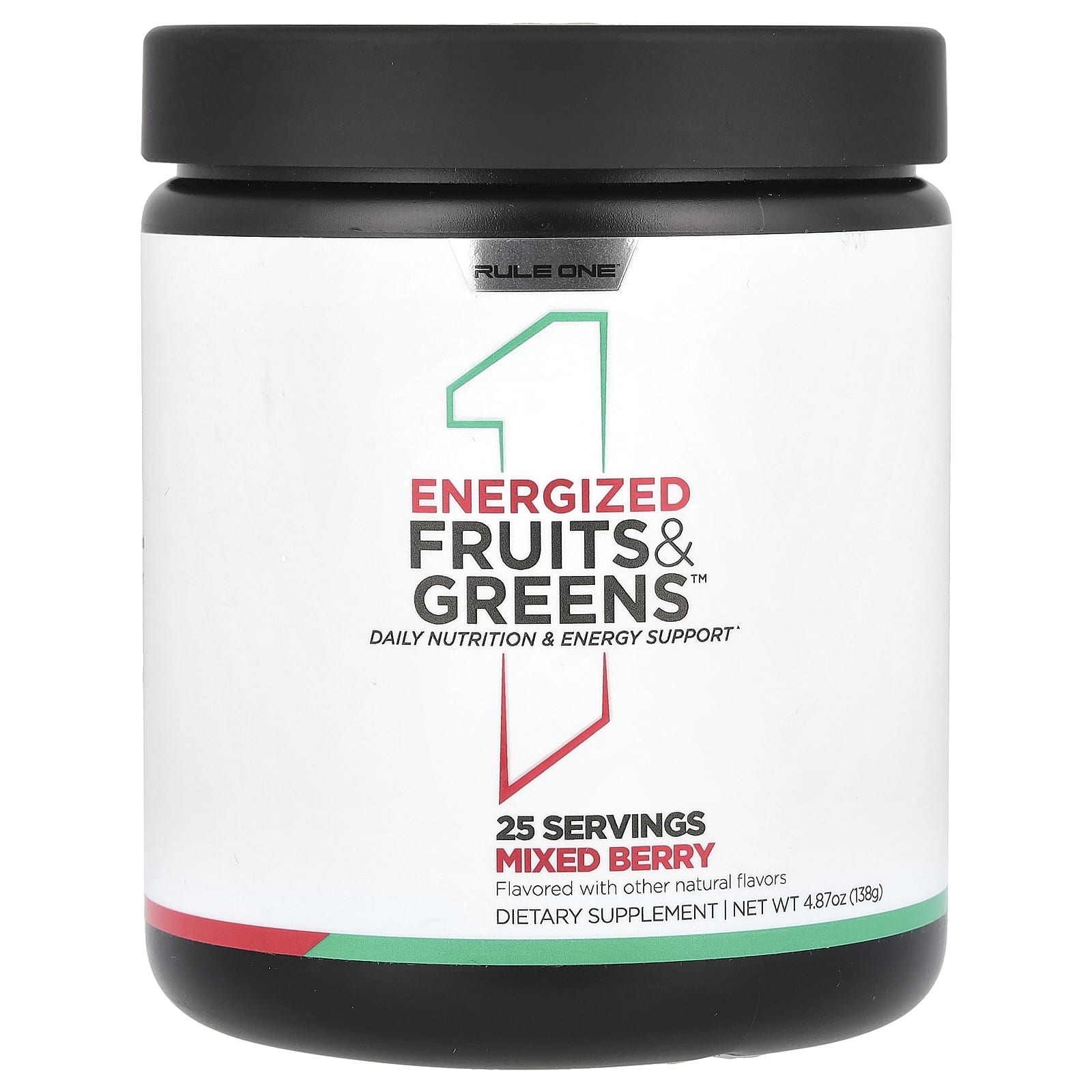 Rule One Proteins, Energized Fruits & Greens, Mixed Berry, 4.87 oz (138 g) - Image 1