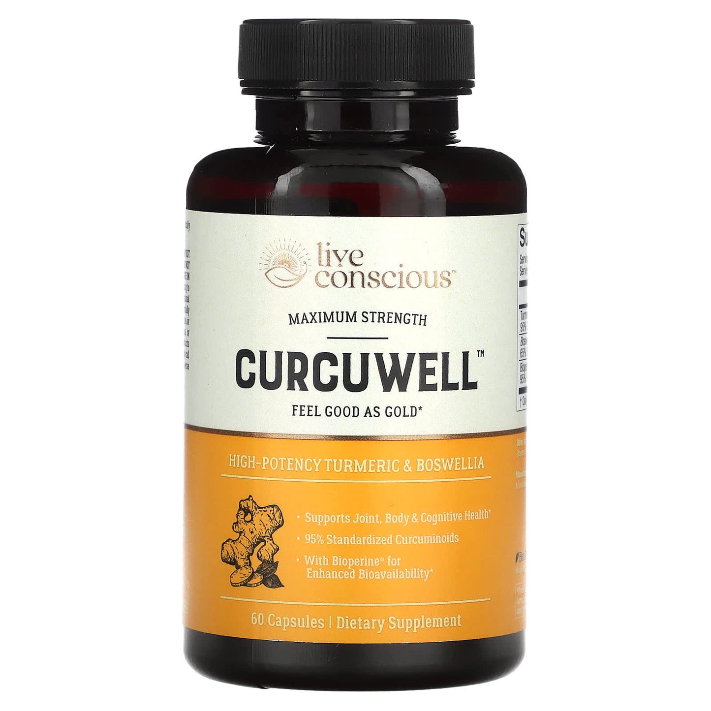 Live Conscious, Curcuwell, Maximum Strength, 60 Capsules - Image 1