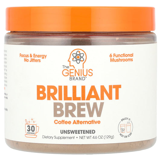 The Genius Brand, Brilliant Brew, Coffee Alternative, Unsweeted, 4.6 oz (129 g) - Image 1