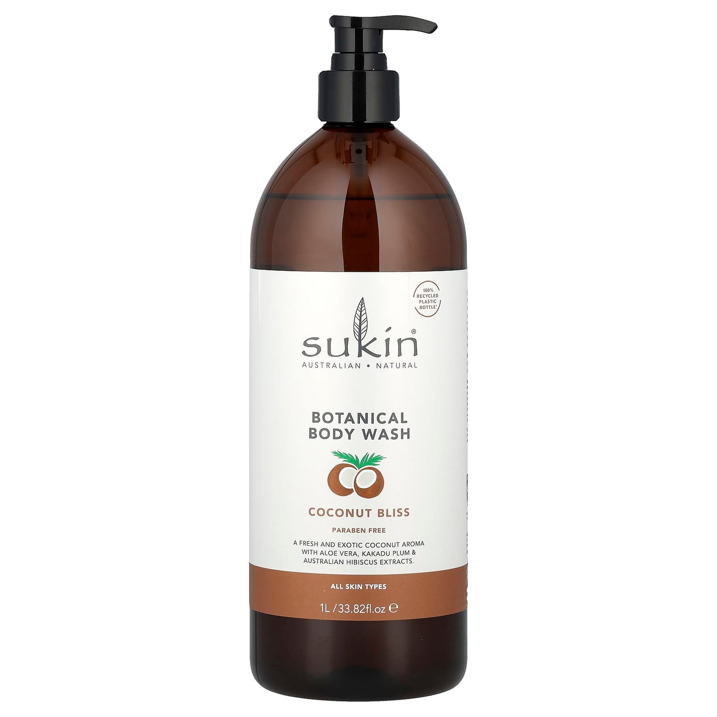 Sukin, Botanical Body Wash, All Skin Types, Coconut Bliss, 33.82 fl oz (1 l) - Image 1