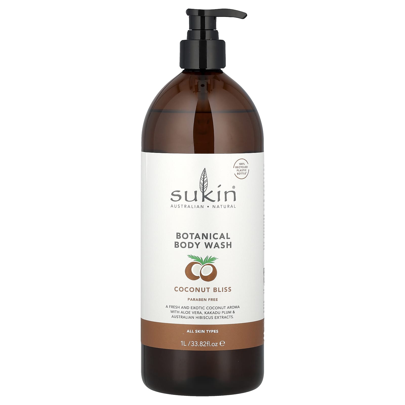 Sukin, Botanical Body Wash, All Skin Types, Coconut Bliss, 33.82 fl oz (1 l) - Image 1