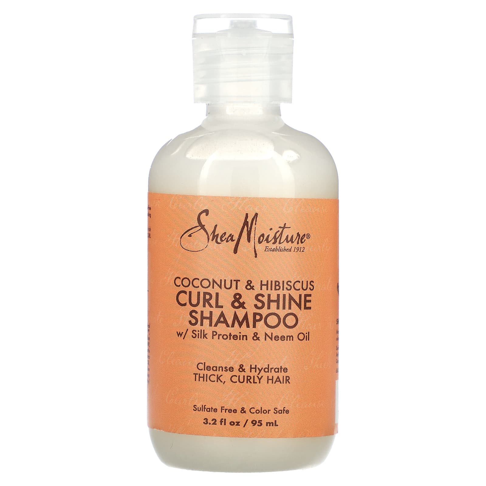 SheaMoisture, Curl & Shine Shampoo, Thick, Curly Hair, Coconut & Hibiscus, 3.2 fl oz (95 ml) - Image 1