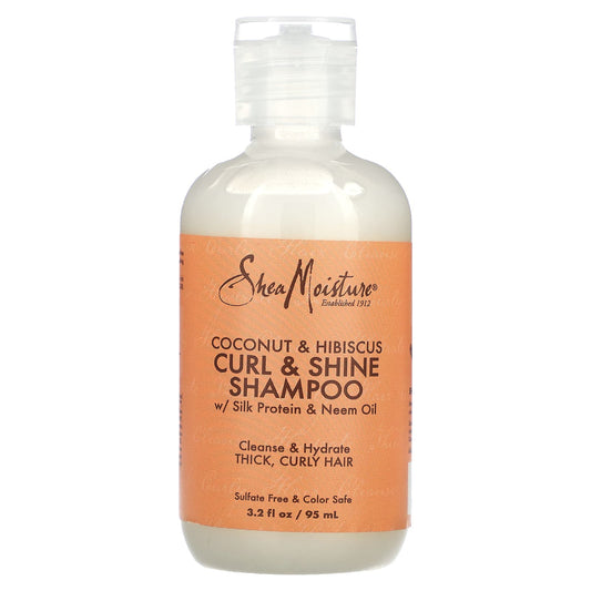 SheaMoisture, Curl & Shine Shampoo, Thick, Curly Hair, Coconut & Hibiscus, 3.2 fl oz (95 ml) - Image 1