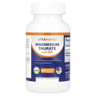 Magnesium Taurate Supplement with B6, 180 Capsules by Vitamatic