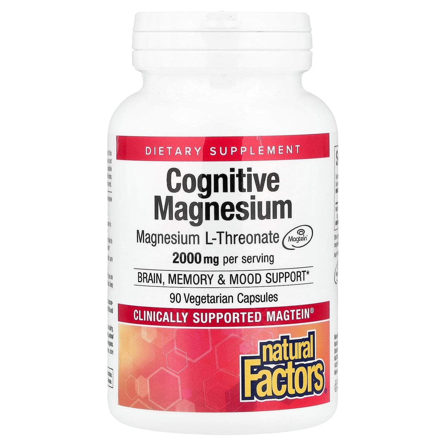 Natural Factors, Cognitive Magnesium, 90 Vegetarian Capsules (48 mg per Capsule) - Image 1