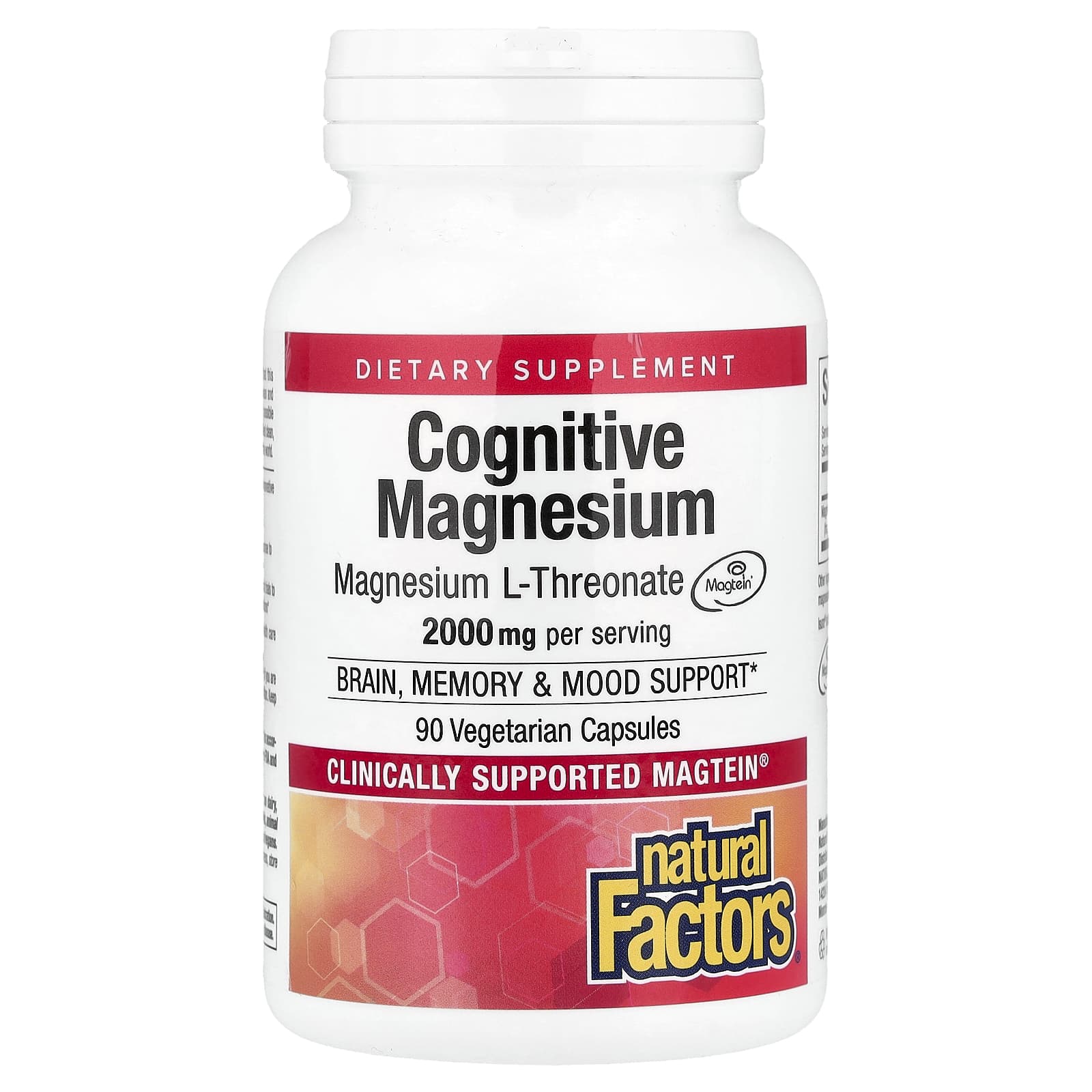 Natural Factors, Cognitive Magnesium, 90 Vegetarian Capsules (48 mg per Capsule) - Image 1