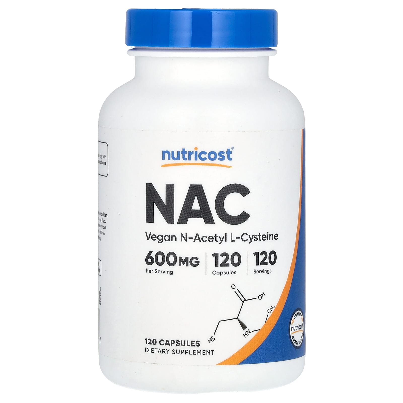 Nutricost, NAC, Vegan N-Acetyl L-Cysteine, 600 mg, 120 Capsules - Image 1