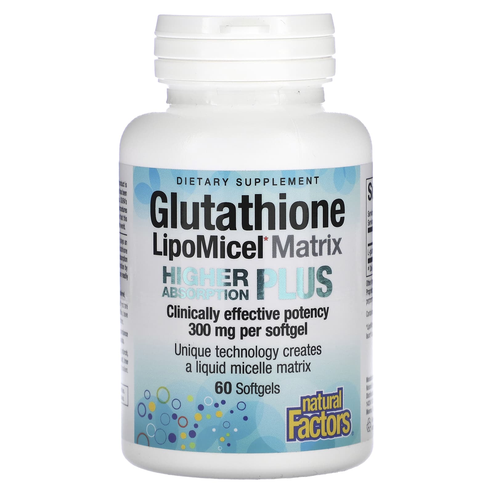 Natural Factors, Glutathione LipoMicel Matrix, 300 mg, 60 Softgels - Image 1