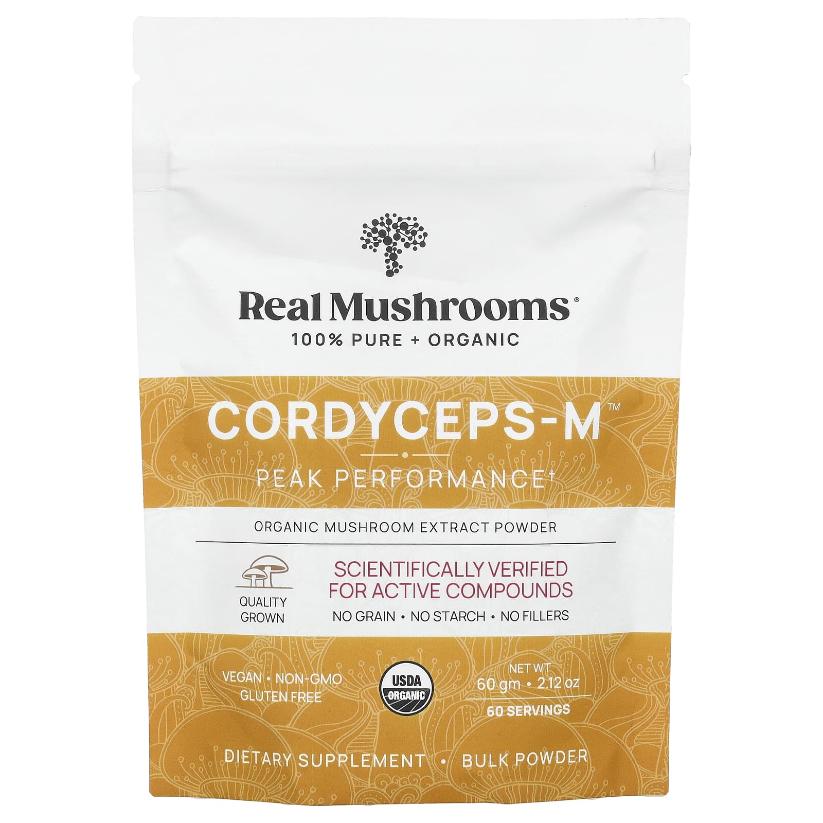 Real Mushrooms, Cordyceps-M™, Organic Mushroom Extract Powder, 2.12 oz (60 g) - Image 1