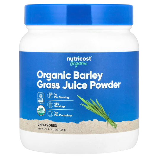 Nutricost, Organic Barley Grass Juice Powder, Unflavored, 16.2 oz (454 g) - Image 1