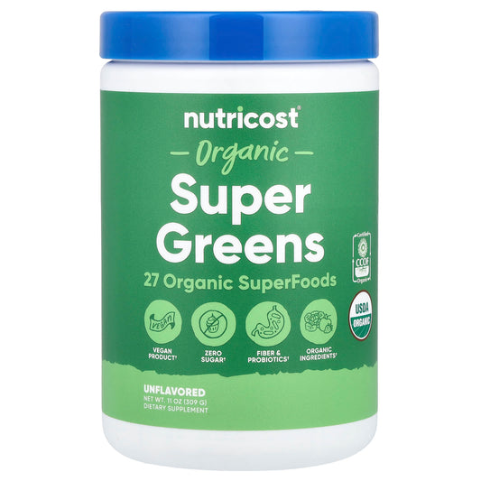 Nutricost, Organic Super Greens, Unflavored, 11 oz (309 g) - Image 1