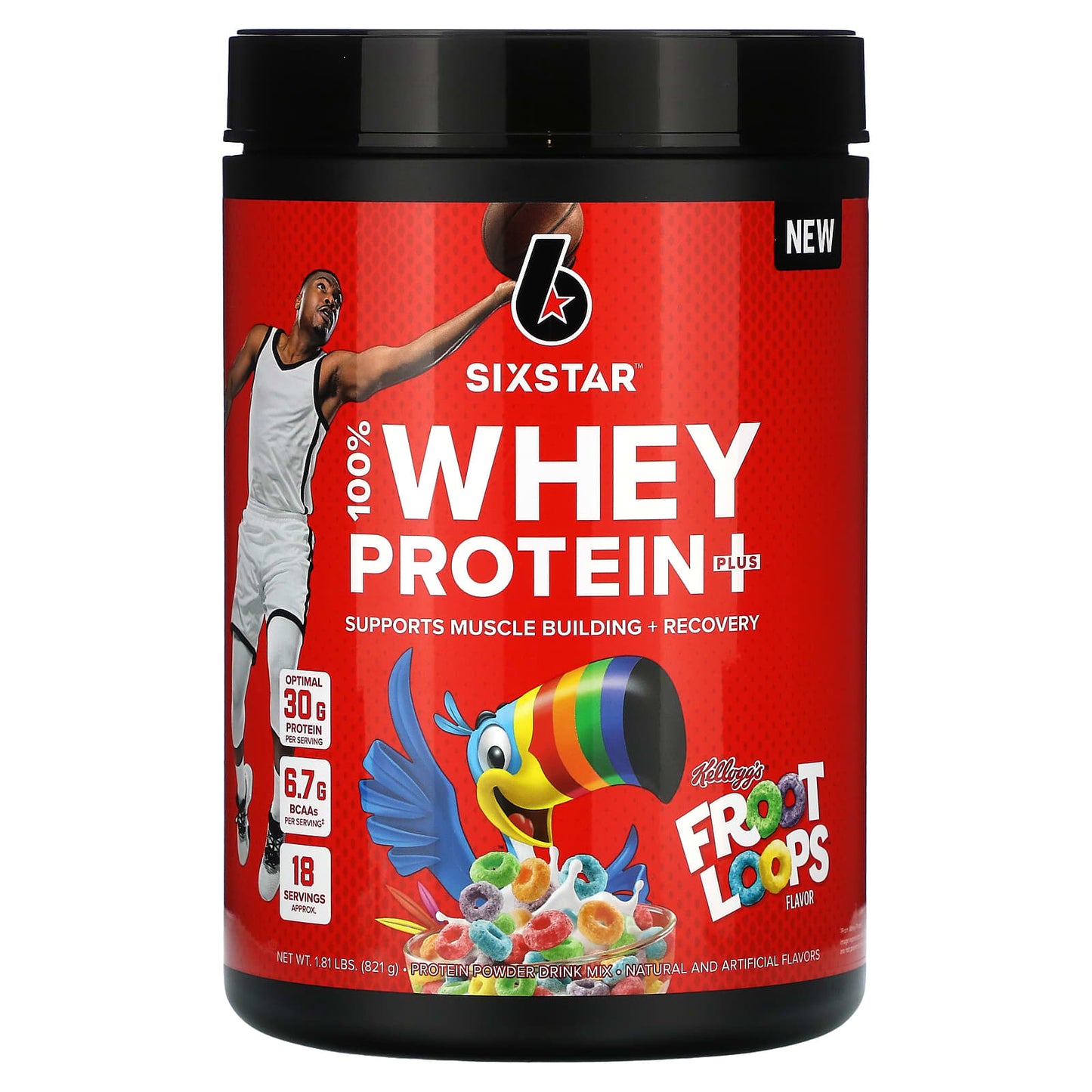 SIXSTAR, 100% Whey Protein Plus, Kellogg's Froot Loops, 1.81 lbs (821 g) - Image 1