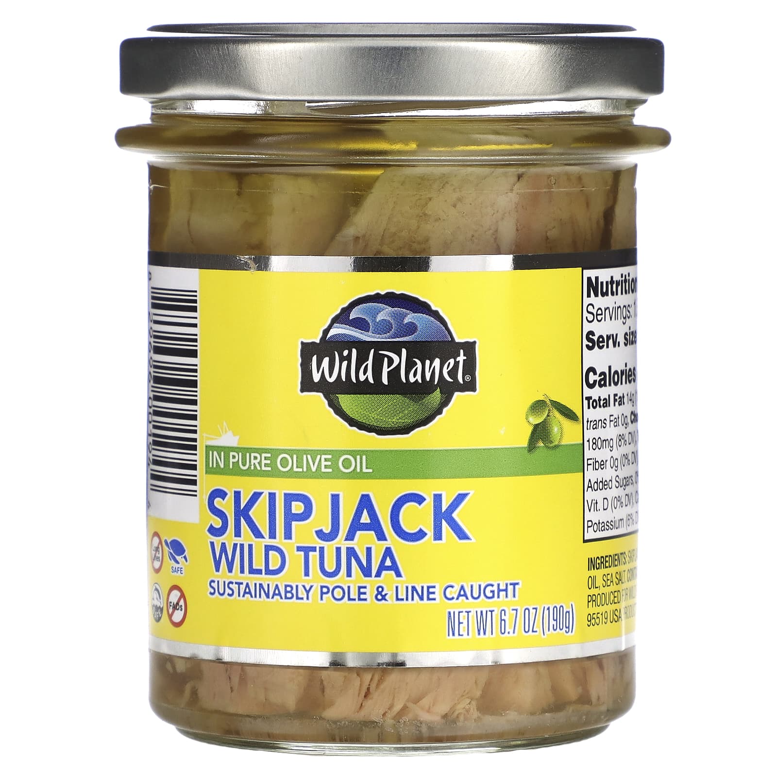 Wild Planet, Skipjack Wild Tuna in Pure Olive Oil, 6.7 oz (190 g) - Image 1