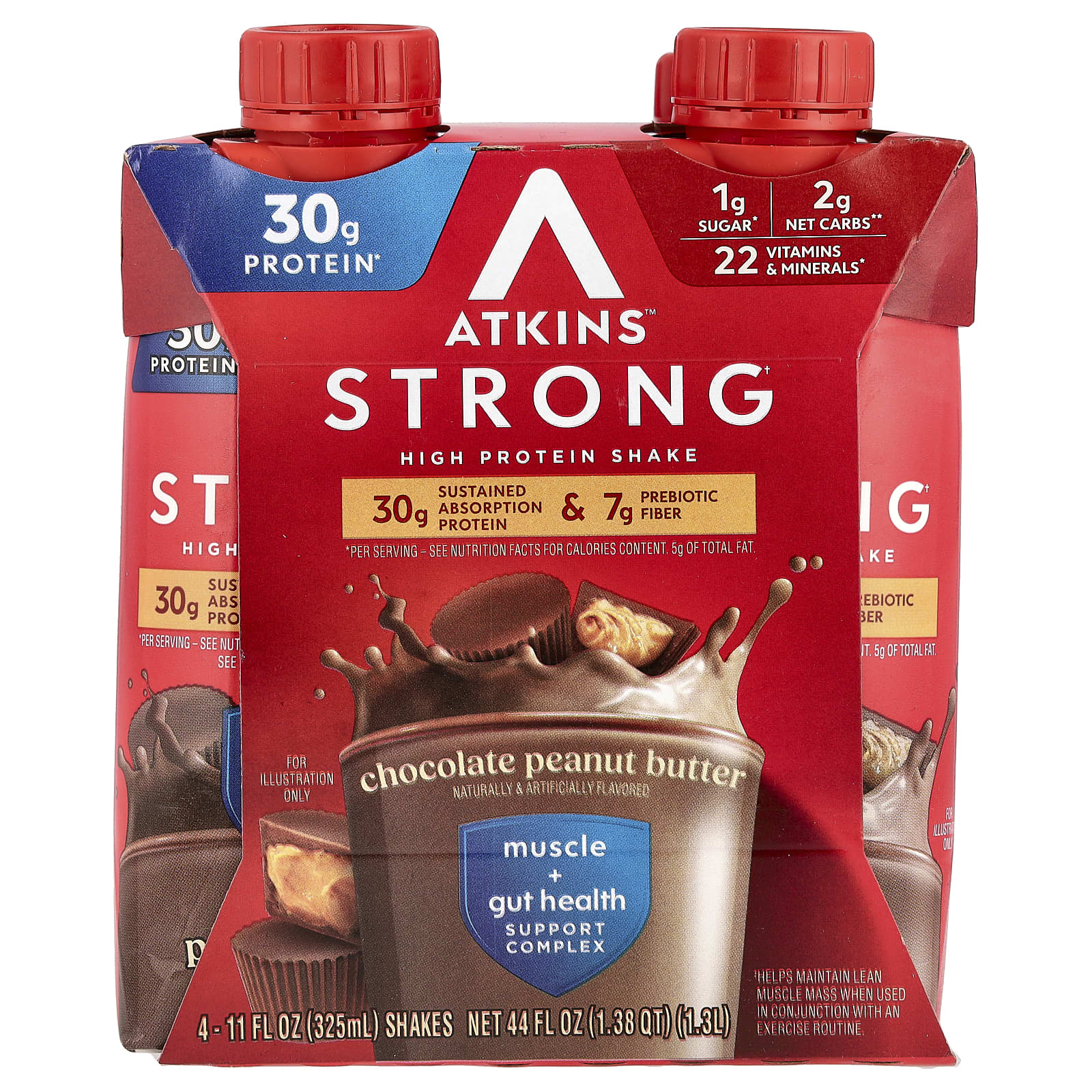 Atkins High Protein Shake, Chocolate Peanut Butter, 11 fl oz, 30g Protein - Image 1