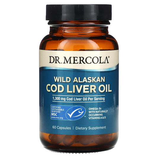 Dr. Mercola, Wild Alaskan Cod Liver Oil, 1,300 mg, 60 Capsules (650 mg per Capsule)