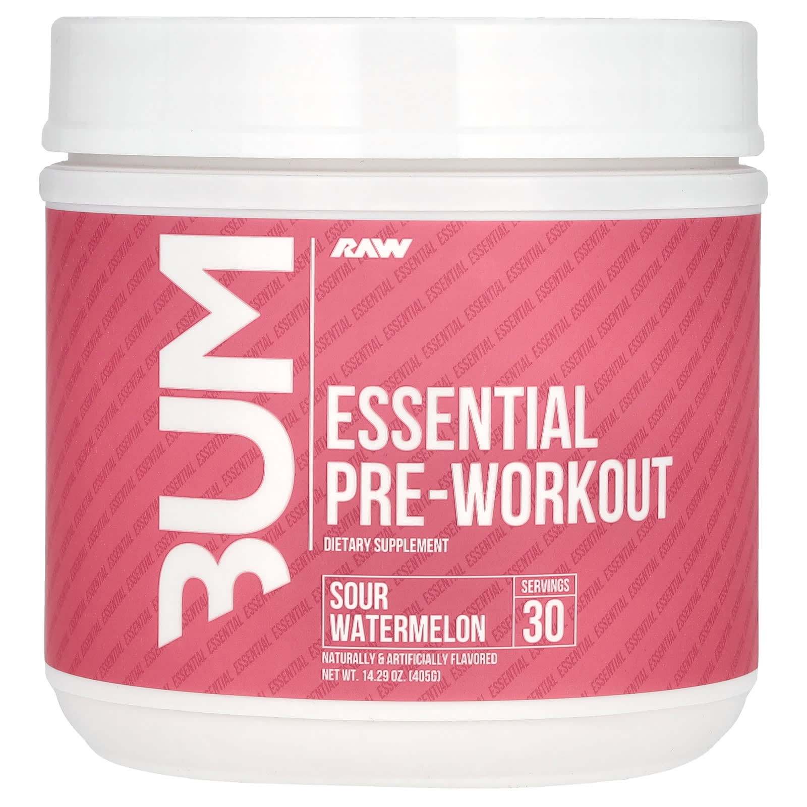 Raw Nutrition, Bum, Essential Pre-Workout, Sour Watermelon, 14.29 oz (405 g) - Image 1